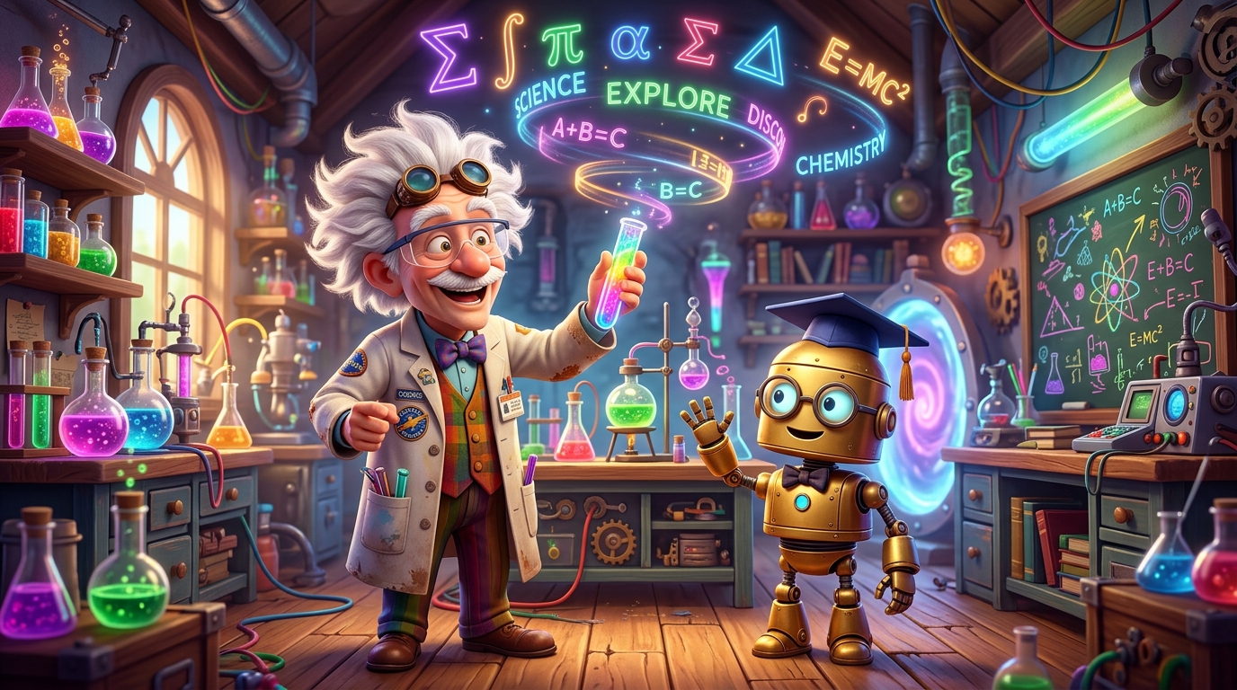 Laboratório Secreto com Dr. Cosmos e Robô Mascote
