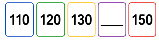 Sequência de Cartões dos Passos: 110, 120, 130, ____, 150