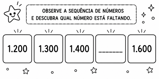 Sequência Numérica de Mudas: 1.200, 1.300, 1.400, [____], 1.600